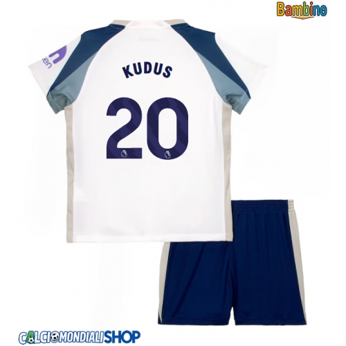 Maglie da calcio Tottenham Hotspur Mohammed Kudus #20 Prima Maglia Bambino 2025-26 Manica Corta + Pantaloni corti)